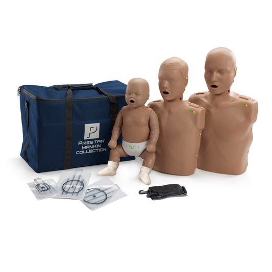 Prestan Collection of CPR Manikins (Adult, Child, & Infant), Dark Skin Tone